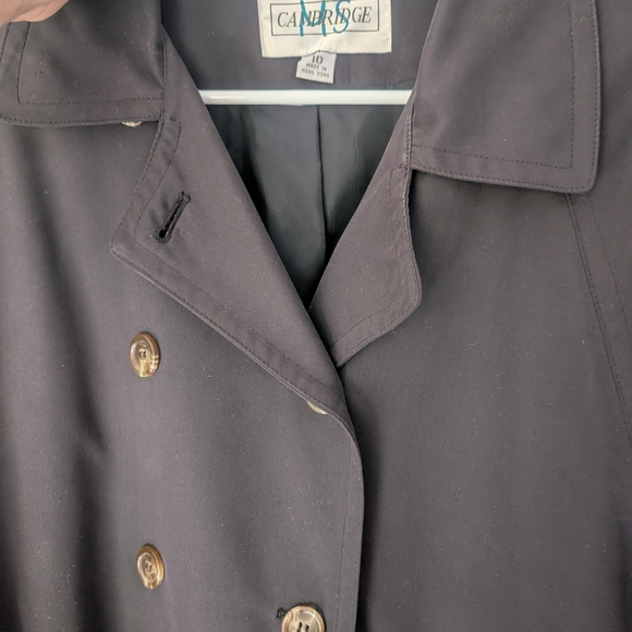 Womens Size 10 Double-Breasted Black Classic Trench Coat - Picture 6 of 7